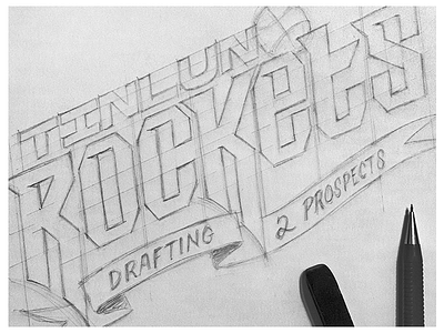 On The Clock draft dribbble invite hand lettering houston illustration lettering logo rockets sports
