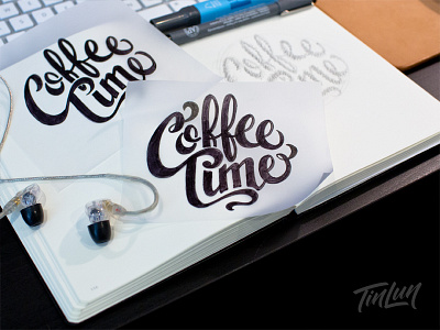 Coffee Time - Ink hand lettering lettering summerofsketching