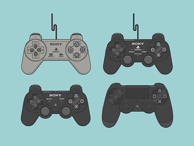 PlayStation Controller Evolution controllers debut games illustration invite playstation vector video