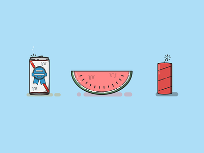 4th of July Essentials 4th of july beer firecracker fireworks illustration independence day summer watermelon