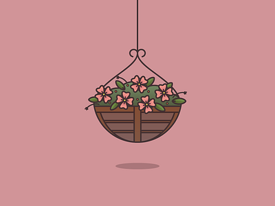 Hanging Flower Basket basket flower illustration mothers day pink