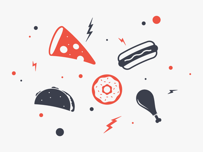 Food Spot Illustration chicken donut food hot dog illustration pizza spot taco