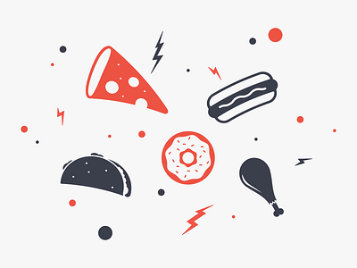 Food Spot Illustration chicken donut food hot dog illustration pizza spot taco