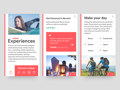 Airbnb Experiences mobile site airbnb colour block creative design layout mobile design mobile ui responsive design ui design web design