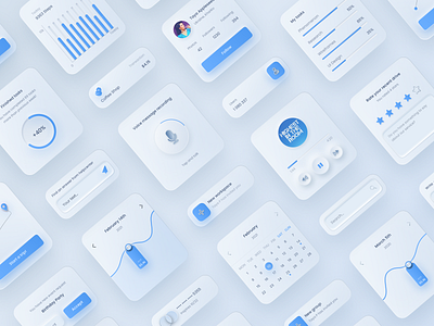 Neomorphism Mobile App White UI Kit