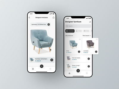 Mobile Application For Designed Furniture app armchair branding concept design ecommerce furniture furniture design iosapp mobile app mobileapp typography ui ux uxui