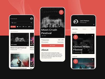 🎸 Events App concept concert design event eventapp festival iosapp mobile app music music app typography ui ux uxui