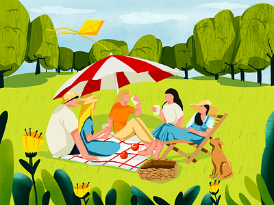 Summertime 🌺 adobe illustrator character graphic design illustration nature nature art picnic summer summertime ui uxui vector