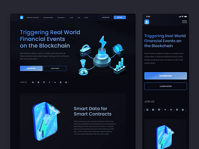 ZAP Protocol Website 3d 3dillustration ae after effects animation blockchain cinema4d crypto cryptocurrency dapps defi design illustration motion motion graphics oracle ui ux uxui website