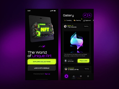 NFT Gallery Mobile App 3d 3dillustration 3dmodelling animation branding cryptoart cryptocurrency design illustration iosapp mobile app motiondesign nft nft marketplace ui ux uxui