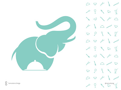 Elephant logo mark branding design drink eat elephant food illustration logo mark minimal negativespace restaurant samadaraginige simple