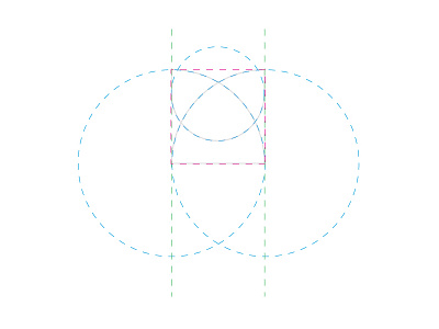 Logo mark construction a fairness flower geometry grid nature piscis square triangle u vesica