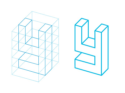 Y letter-mark 3d company grid letter. architect y