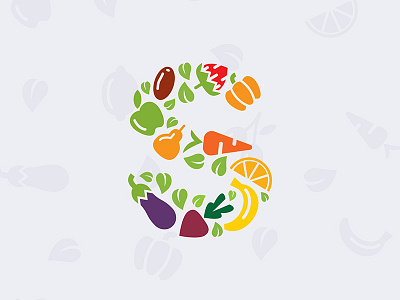 S letter-mark distribute fruits green letter monogram organic produce s simple uae vegetables