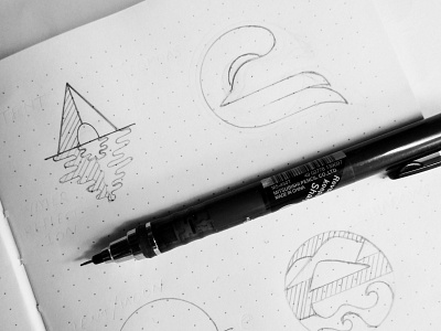 Sketches for a logo related to travel, journey and explore