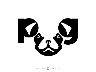 Pug letter minimal pet pug simple verbicon word wordasimage wordmrk