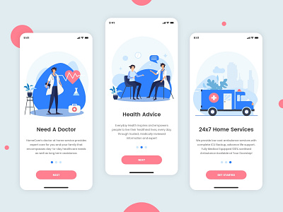 Dribbble Medical app onboarding screens