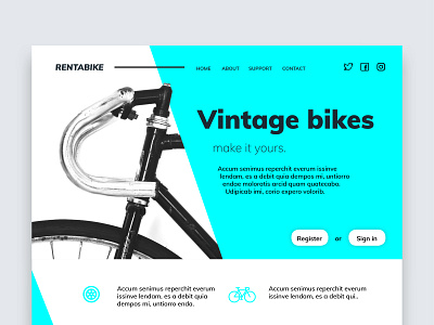 Bike Rent - Website design graphicdesign indesign template typography webdesign website website design