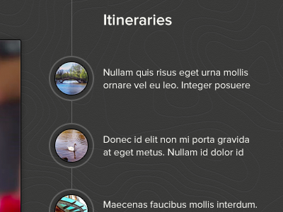 Itineraries List design itineraries list ui web