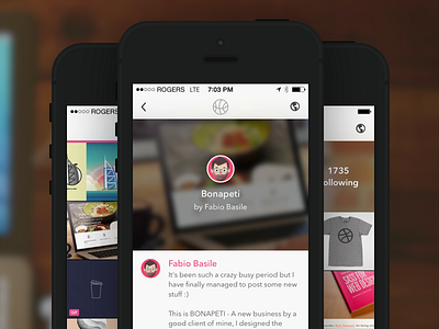 Bounce - A Better Dribbble Client app design dribbble ios ios7 mobile treble ui