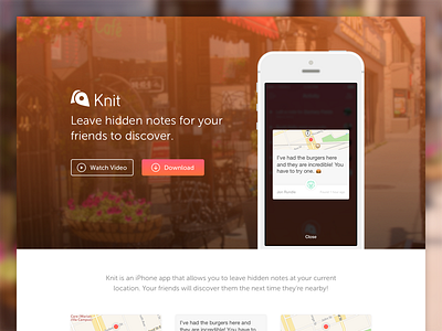 Knit Website app design ios iphone knit landing page ui web