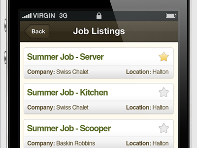 Job Listings iOS UI