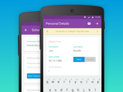 University Form App - Android android college design form material material design university