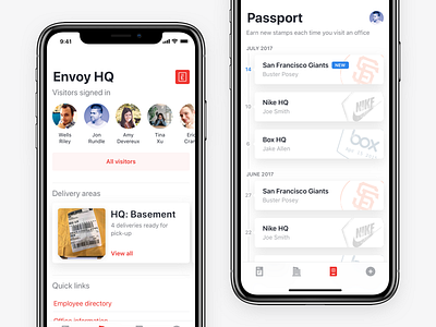 Envoy Mobile - iPhone X cards design ios iphone mobile stamps ui ux