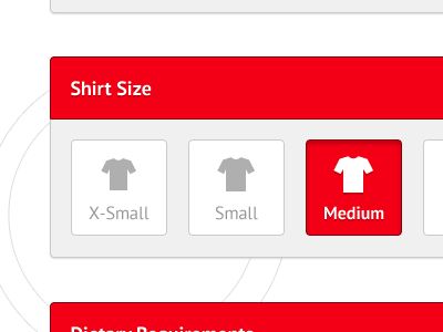 Pick a Shirt Size design pick resim select shirt size ui web