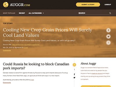 Auggr.com - Live! agriculture design live site ui web