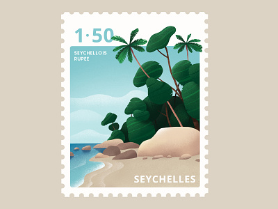Seychelles Stamp beach challenge design graphics illustration ipadpro procreate seychelles stamp travel warm up weekly