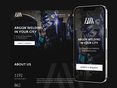 Argon Welding. Landing page design ui