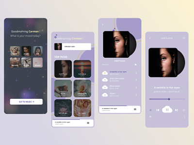 Mood music app app design mood music purple ui