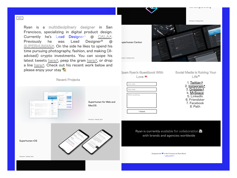 ryanw.co 2018 Portfolio by Ryan Wood on Dribbble