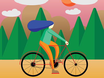 girl on bicycle bicycle girl on bicycle illustration illustrator vector