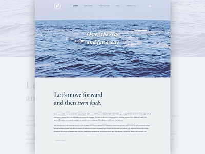 Over the seas blue clean minimal sea typography ui ux webdesign website