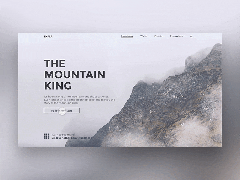 EXPLR - featuring AdobeXD Auto Animation adobexd animation blog branding design gif landing page minimal mountain ui uidesign ux webdesign website