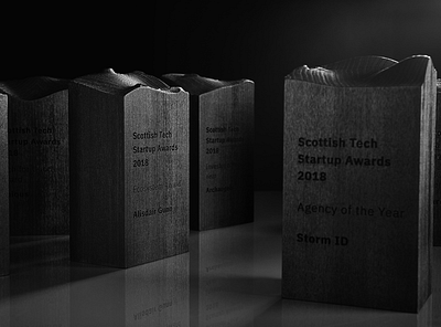 Trophies / Scottish Tech Startup Awards 2018 3d award awards black cad dark design studio fusion 360 hills mountains object product design sci fi scotland startups tech topography trophies trophy wood