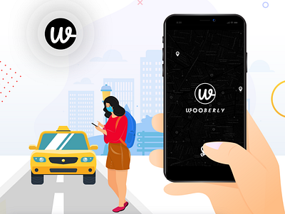 Wooberly - Uber Like App app branding design illustration ui vector