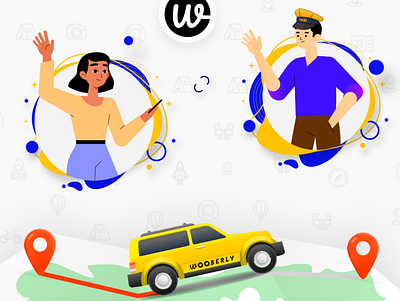 Wooberly app design illustration ui vector