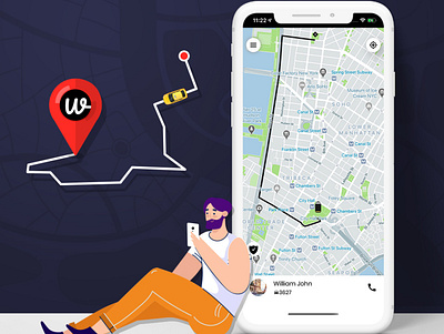 Wooberly - Live Tracking app branding design flat icon illustration ui ux vector web