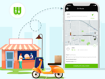 Facilitate the driver to know the precise location of the user app branding design illustration
