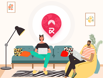 Create a peer-to-peer coworking space rental marketplace app branding design illustration ux
