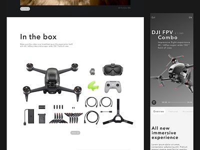 DJI FPV drone concept product page 02 accessories design drone flat minimal web