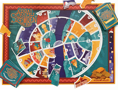 Árral Szemben boardgame board boardgame game illustration map product design