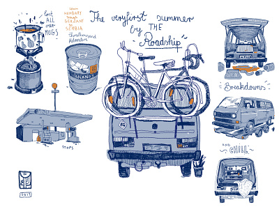 The Veryfirst Summer by the Roadship adventure camping car explore handdrawn illustration mixedmedia sketch sketchbook travel vanlife