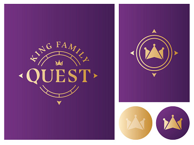 King Family Quest Logo System branding compass crown direction gold identity logo logo design purple royalty