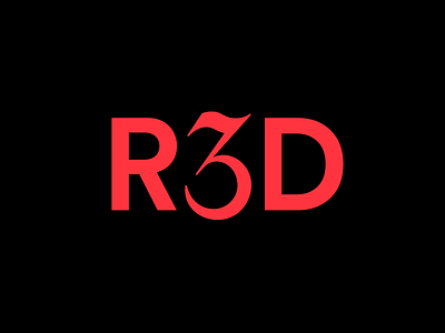 R3D Wordmark 3 black dj eight note eighth note logo music production red symbol wordmark