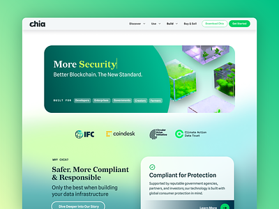 Chia Blockchain Home Page Redesign blockchain branding chia climate crypto identity sustainability technology tiles typography ui ux watercolor web