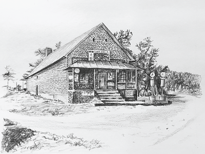 Old Lost Mountain Store drawing general store georgia history lost mountain pencil powder springs]